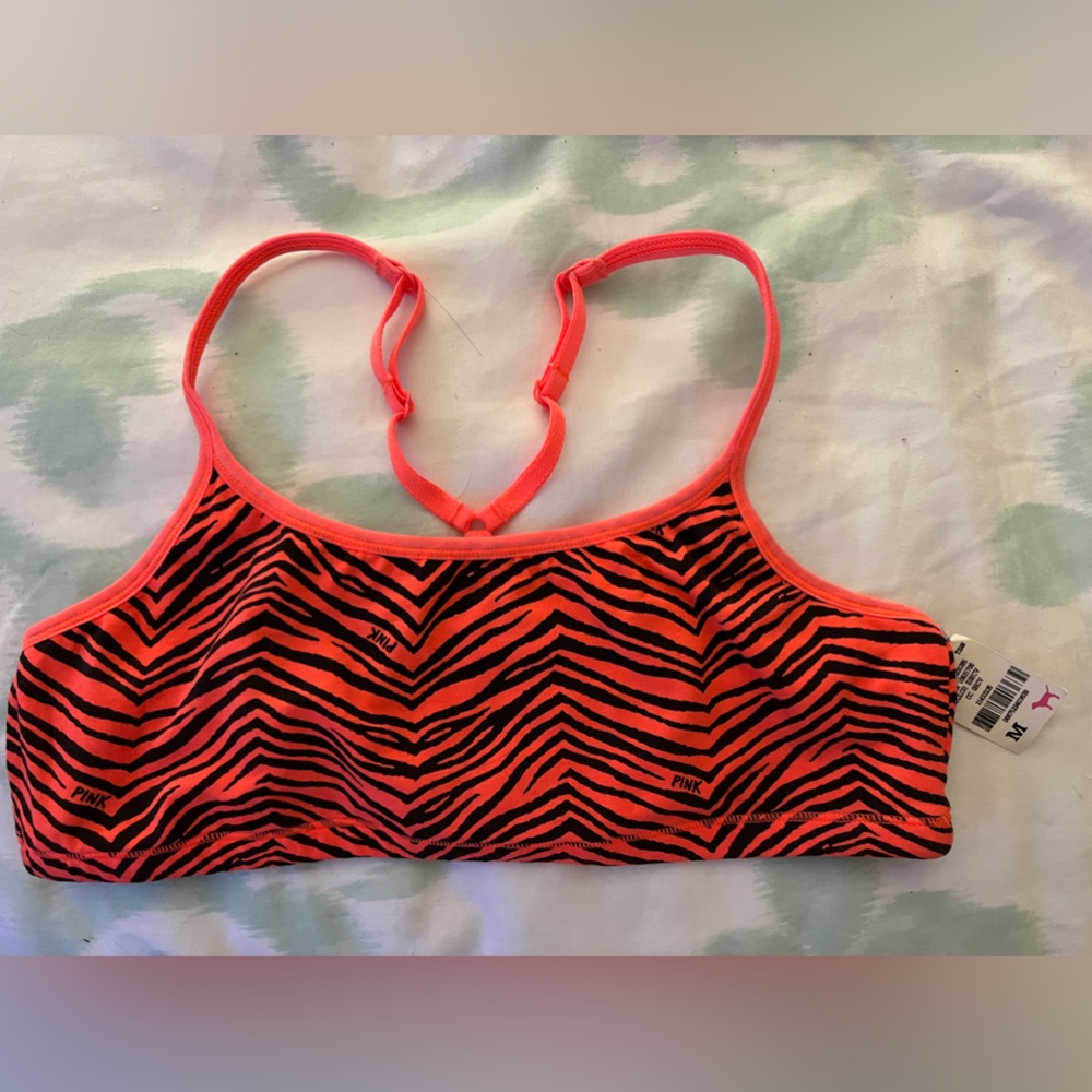 Victorias Secret PINK Unlined Racerback Lounge Yoga Bralette Bra Animal Print